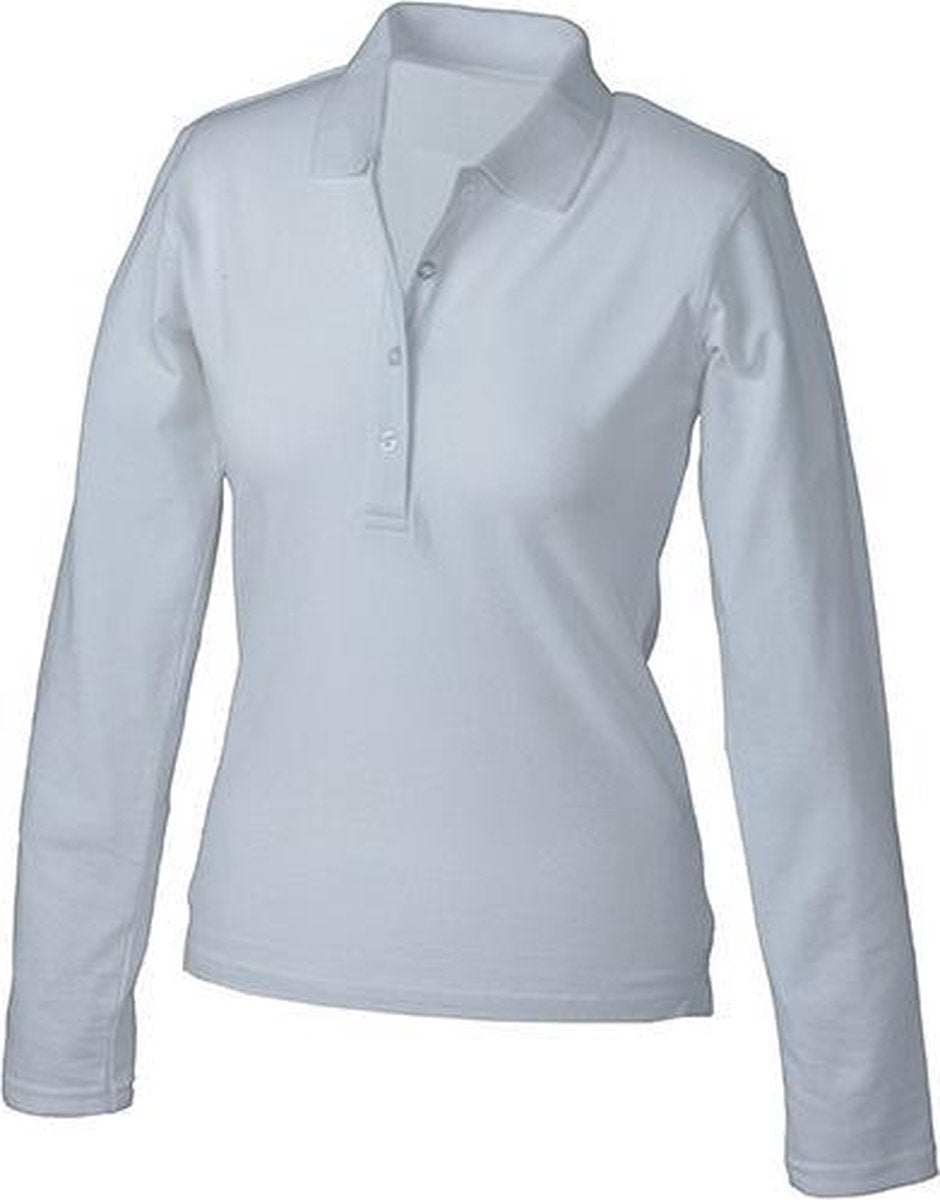Witte stretch poloshirt voor dames XL