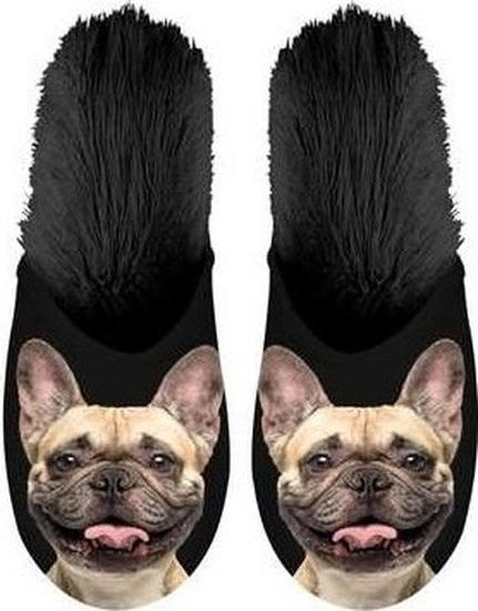 Dieren Franse Bulldog hond instap sloffen/pantoffels voor kinderen - Dierensloffen huisdieren honden slippers voor jongens/meisjes 35-38