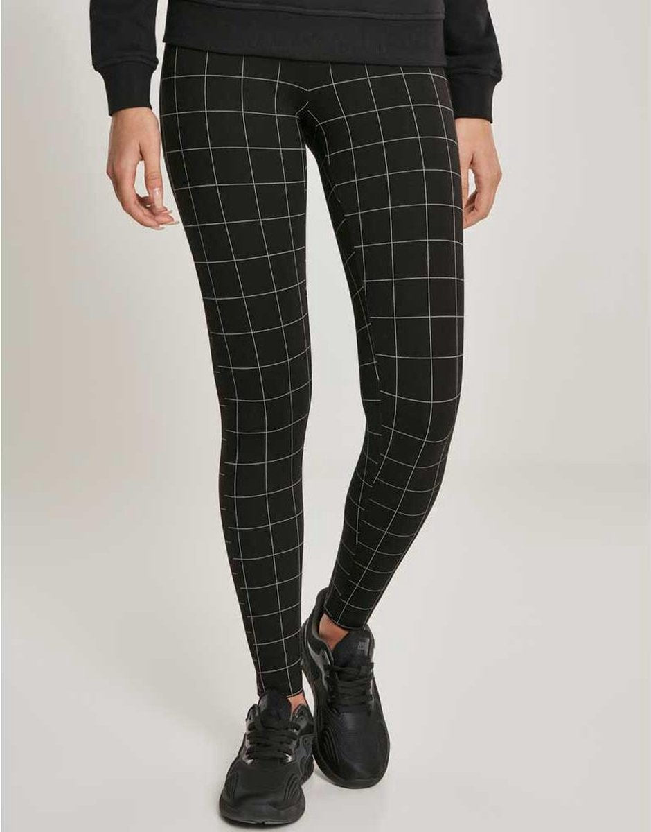 Urban Classics Legging -S- Check Zwart/Wit