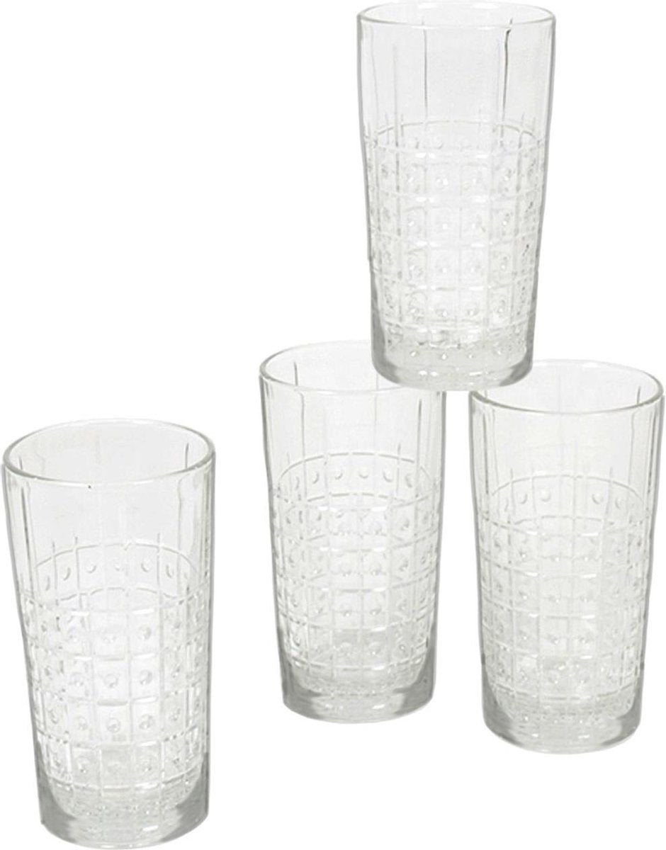 12x Stuks longdrink glazen met relief 490 ml - glazen - longdrinkglazen