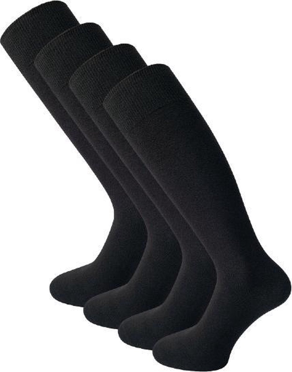 4 paar Kniekousen - SQOTTON - Naadloos - Zwart - Maat 47-50