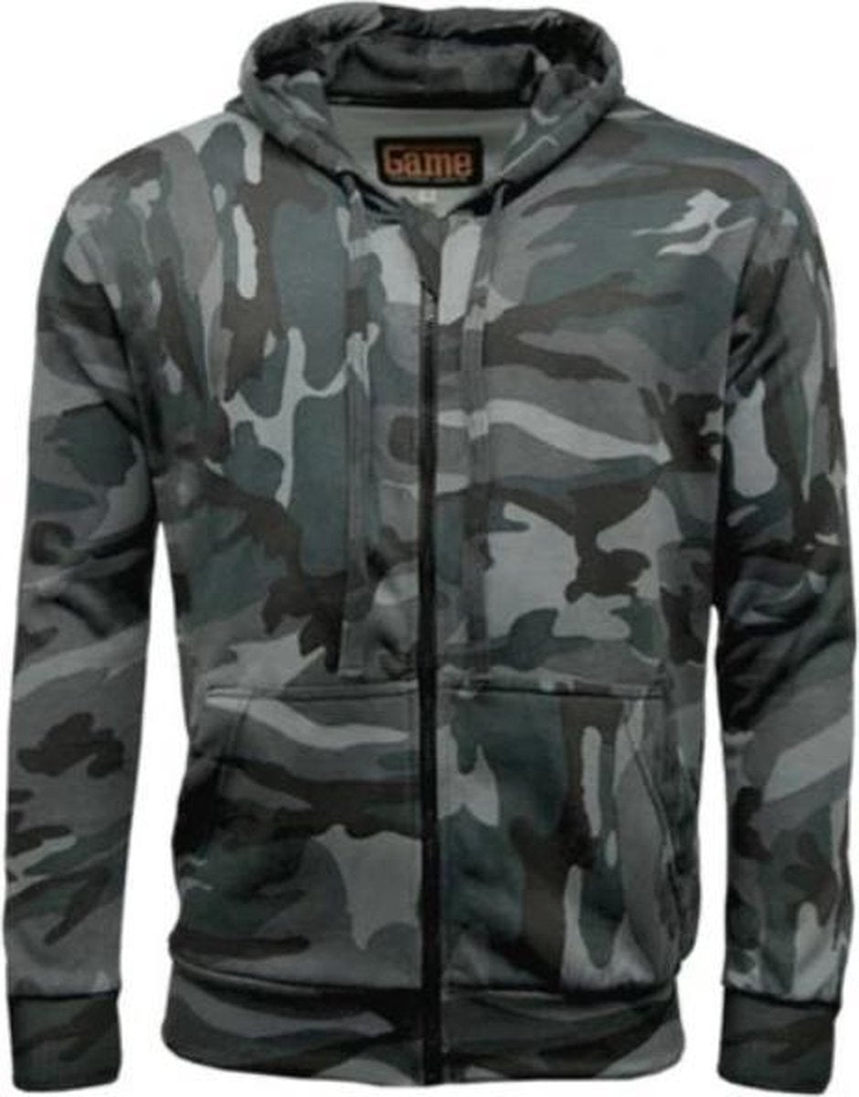 Grijze Hoodie heren met capuchon - met rits - Light Sport Sweater - Camouflage kleding - Maat 4XL