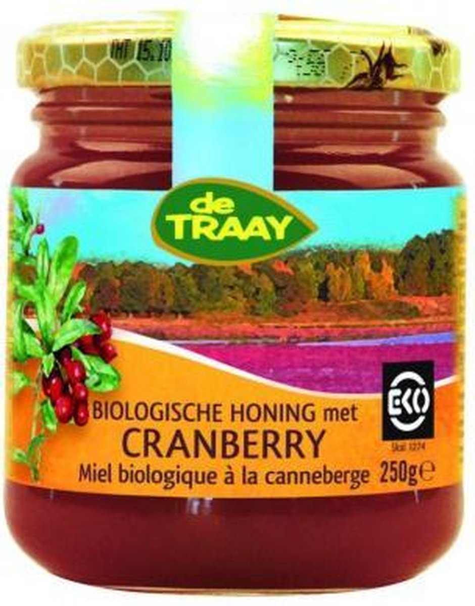 Honing met cranberry De Traay - Pot 250 gram - Biologisch