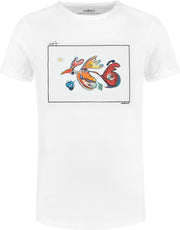 Collect The Label - Vogel Kunst T-shirt - Wit - Unisex - XL