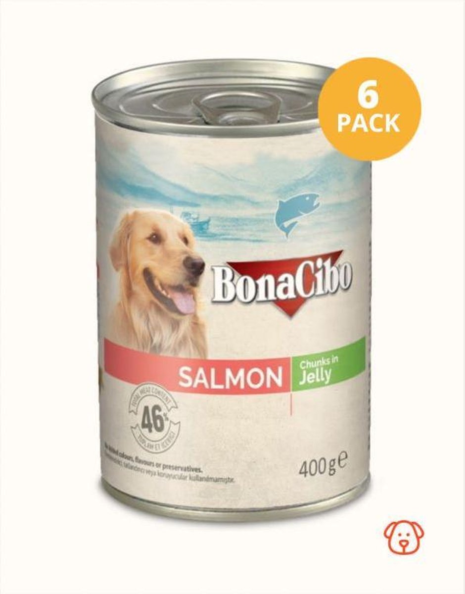 Bonacibo Blik Zalm - Hondenvoer - 400 gr / 6 pack