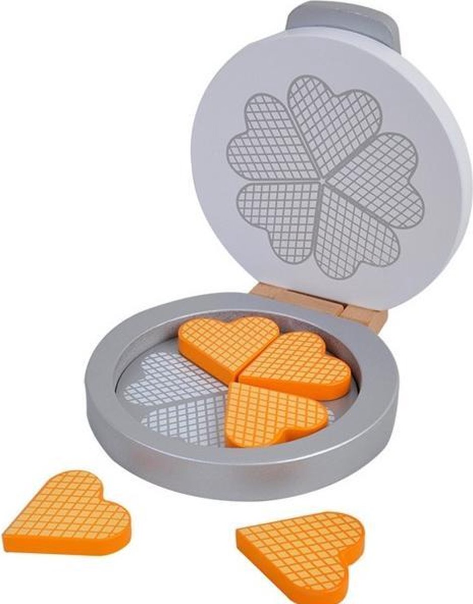 Mamamemo Wafelijzer Hout 13 Cm Wit/grijs