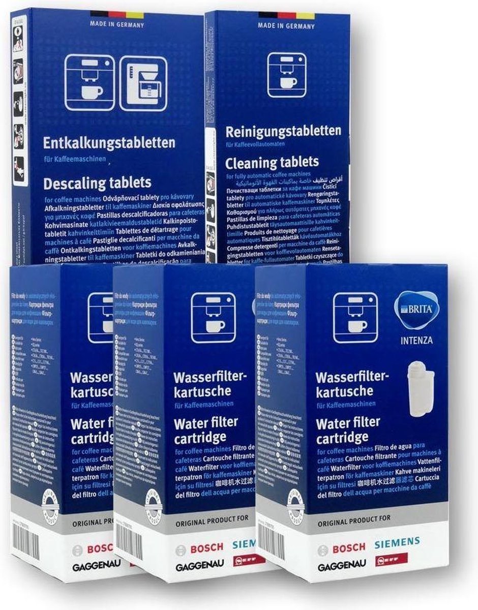 3x Brita Intenza Waterfilter - Bosch - Siemens waterfilter TCZ7003 / TZ70003 / 575491 + Bosch/Siemens Reinigingstabletten + Bosch TCZ8002 / Siemens TZ80002 2in1 Ontkalkingstabletten – 3 Stuks