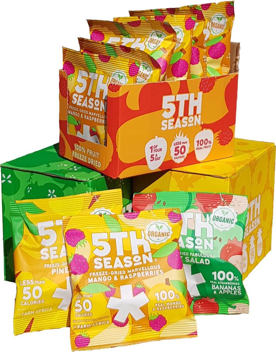 5th Season Gevriesdroogde Organic Fruit Bites - mix van 3 doosjes met 6 zakjes