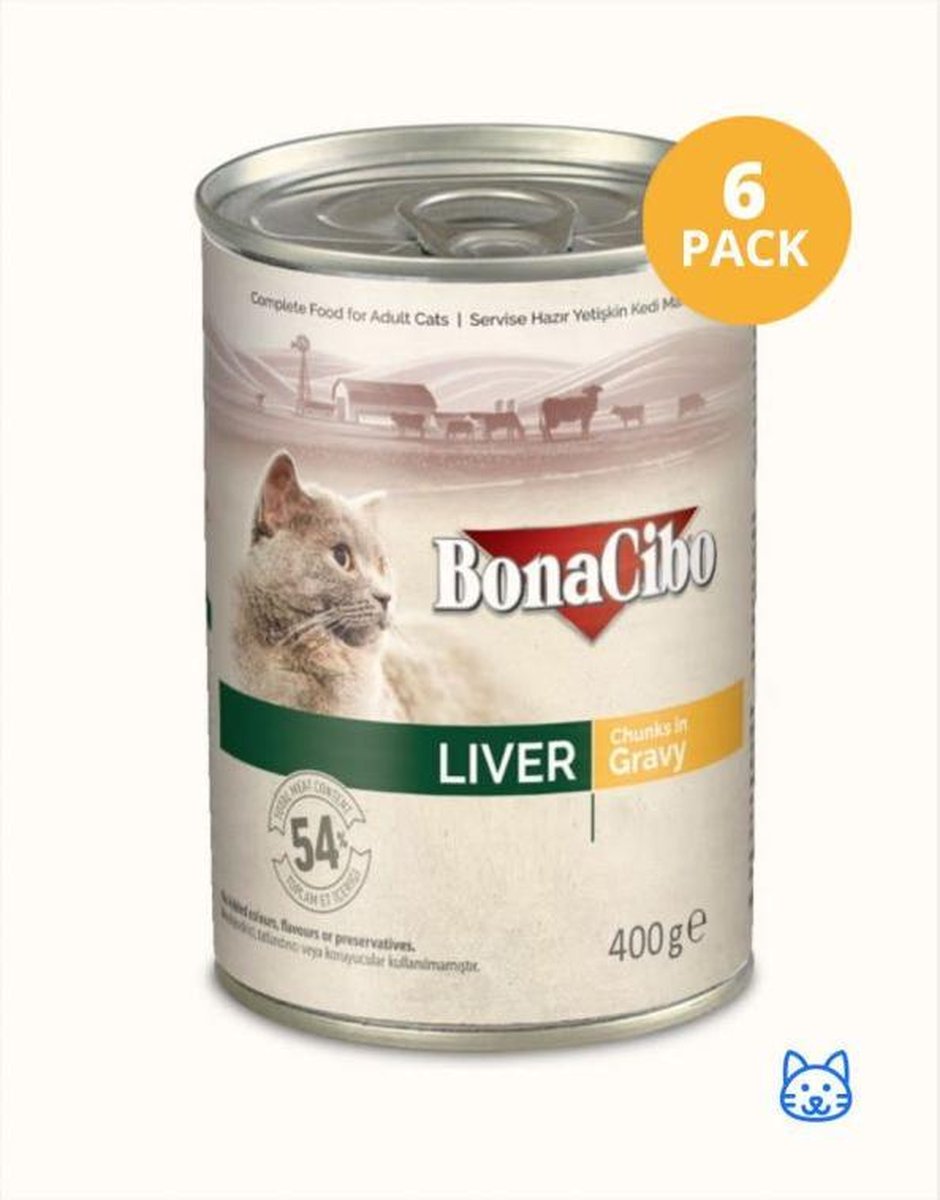 Bonacibo Blik Lever - Kattenvoer - 400 gr / 6 pack