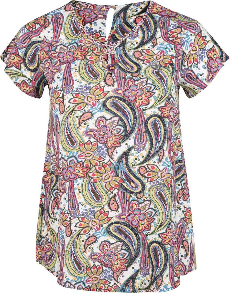 Blouse in viscose met kasjmierprint
