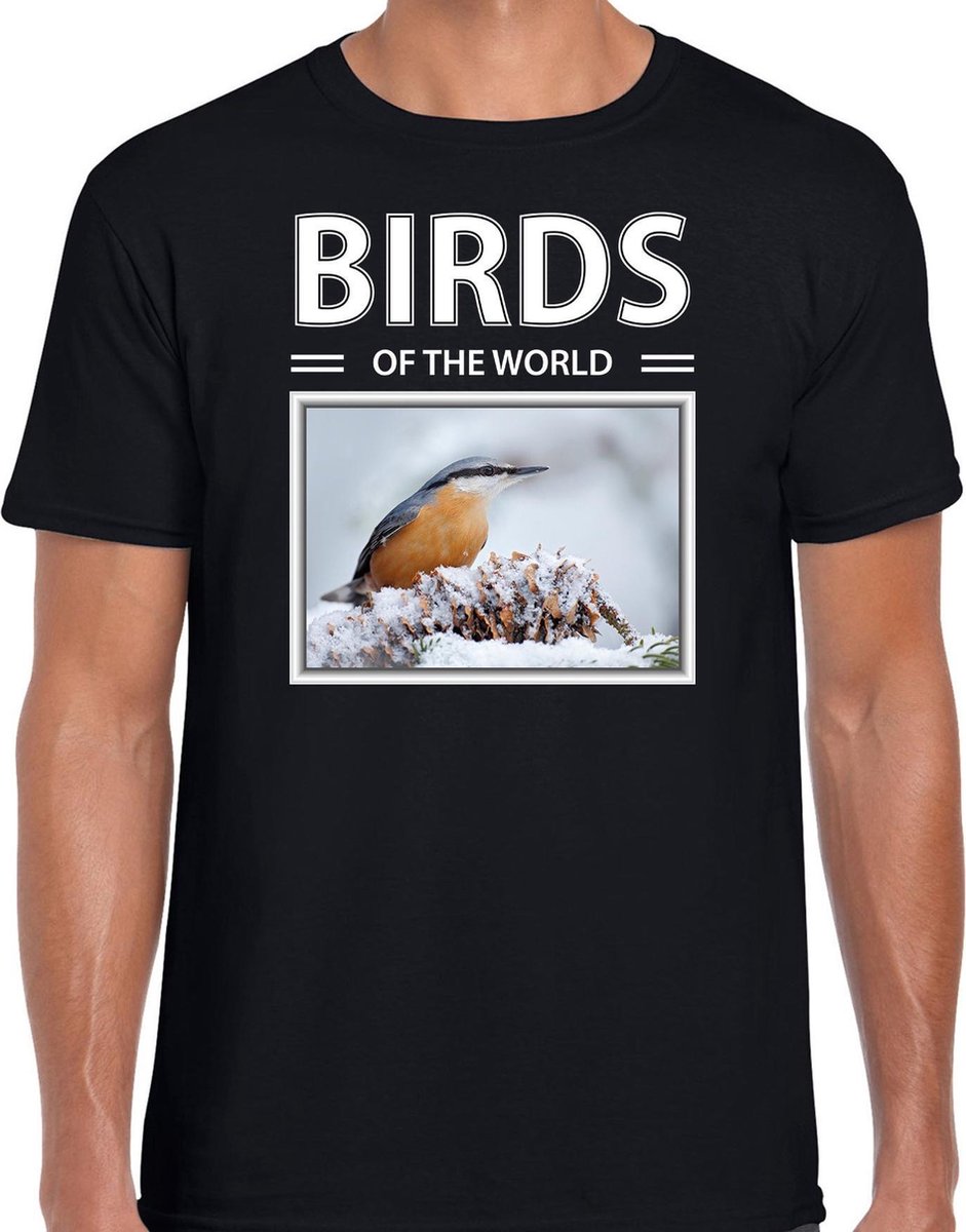 Dieren foto t-shirt Boomklever - zwart - heren - birds of the world - cadeau shirt Boomklever vogels liefhebber 2XL