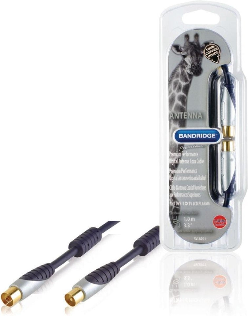 Bandridge - Coax Kabel - zwart - 1 meter