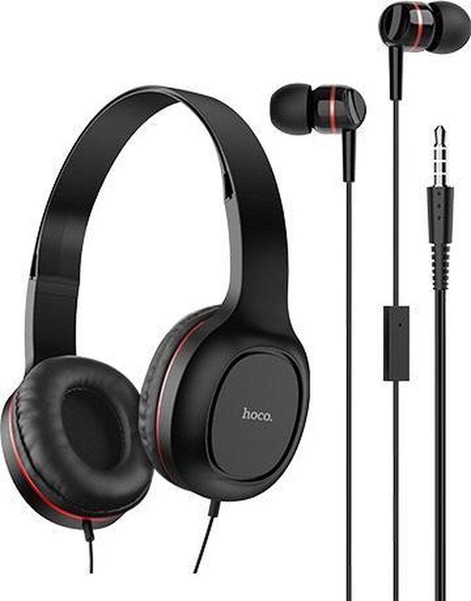 HOCO W24 Enlighten Two-Pack - Koptelefoon met Draad + Earbuds Oordopjes - 3