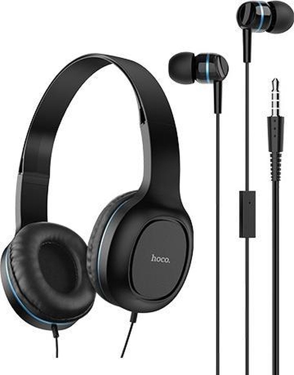 HOCO W24 Enlighten Two-Pack - Koptelefoon met Draad + Earbuds Oordopjes - 3
