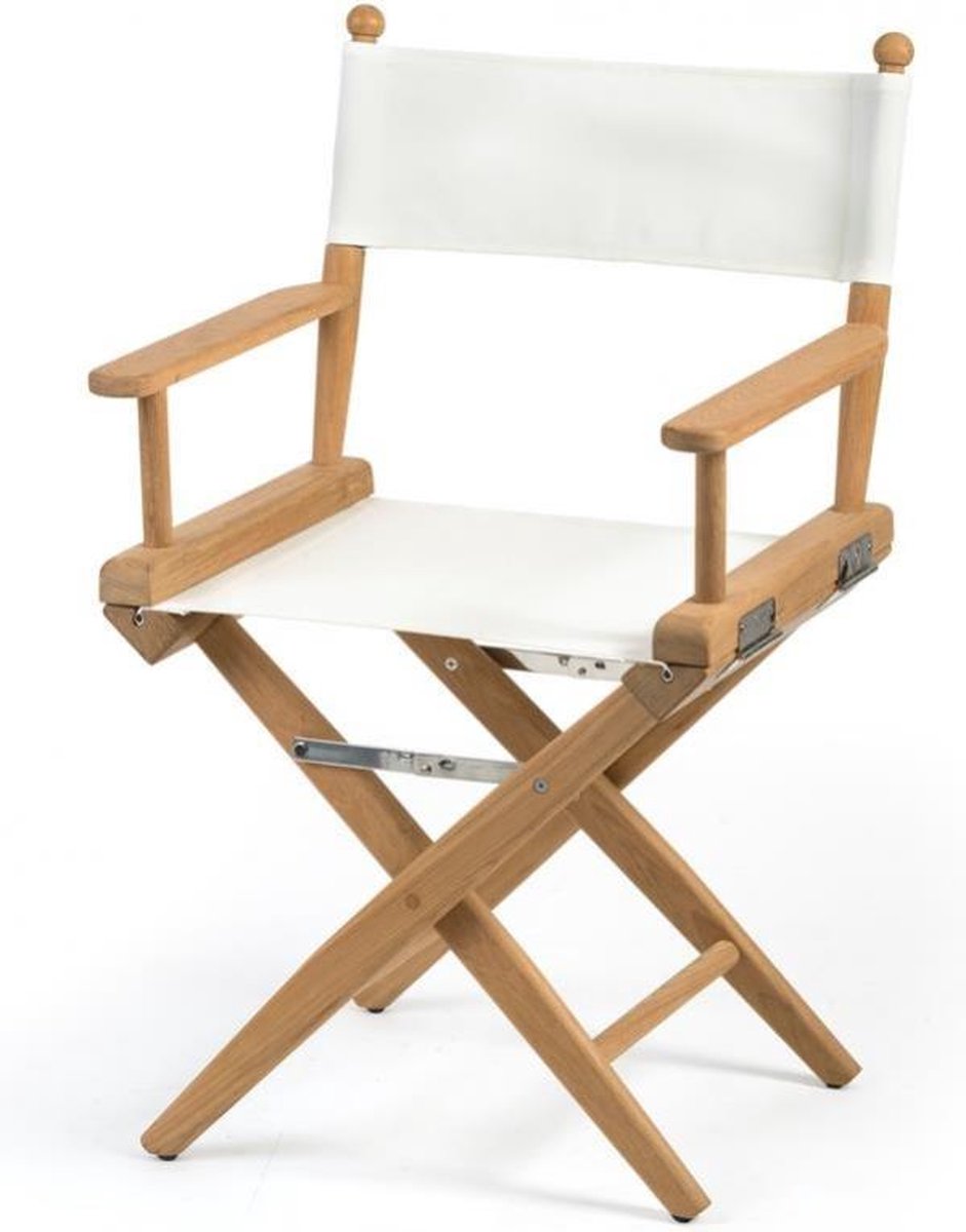 Regisseursstoel Teak DeLuxe met Wit canvas (geolied)