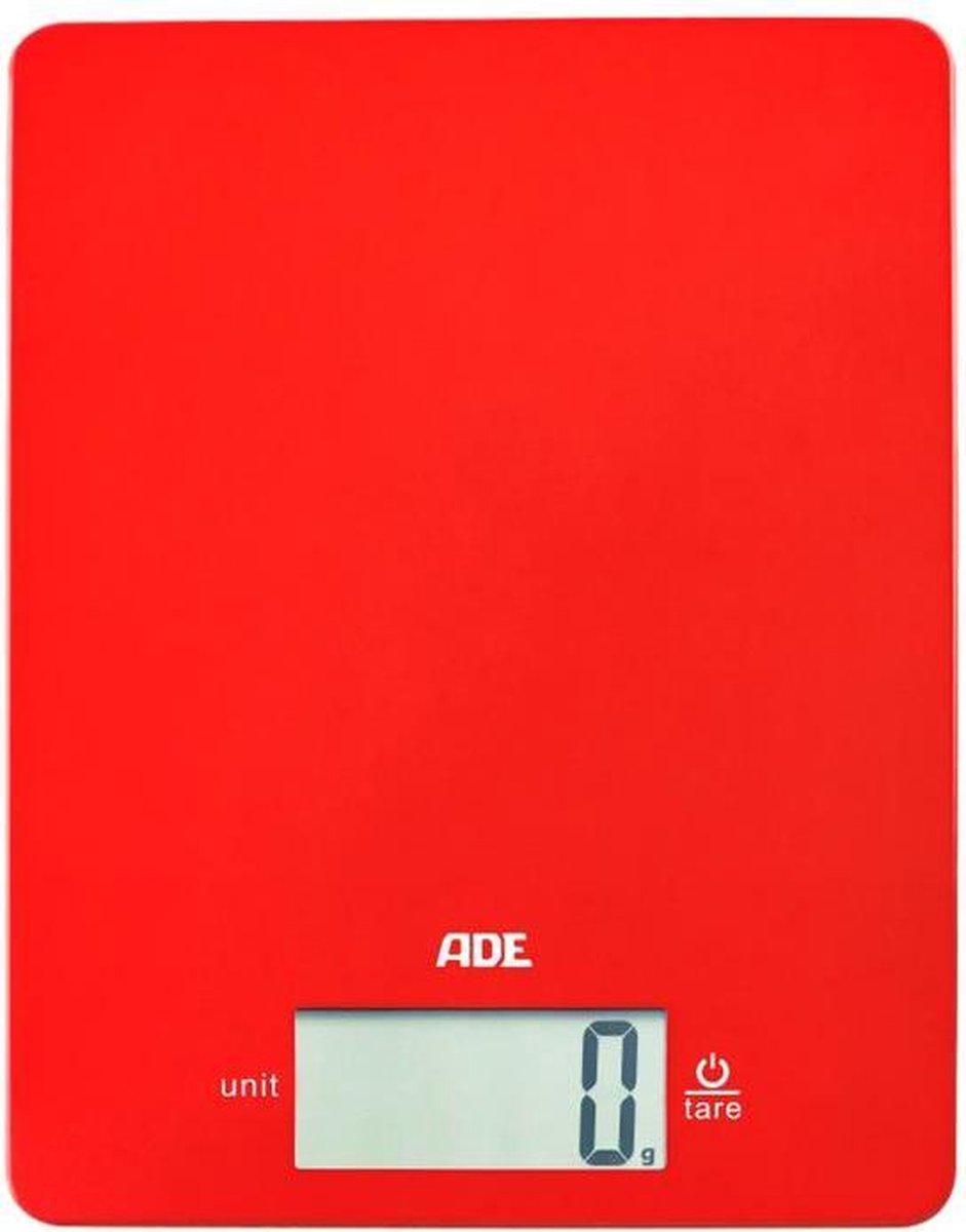 ADE KE 1800-1 keukenweegschaal Elektronische keukenweegschaal Rood Tafelblad Rechthoek