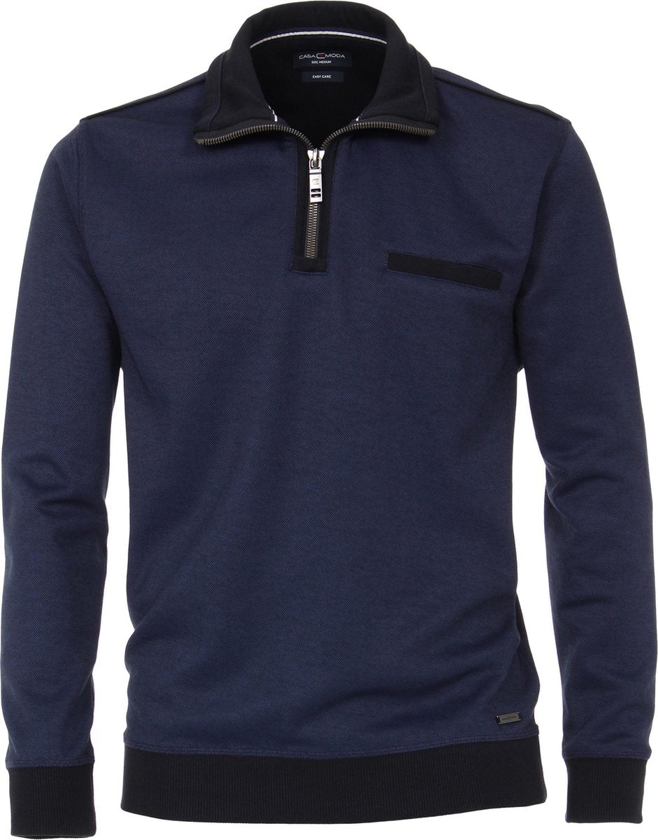 Casa Moda heren trui katoenmelange - schipperstrui - blauw melange -  Maat XXXXXL