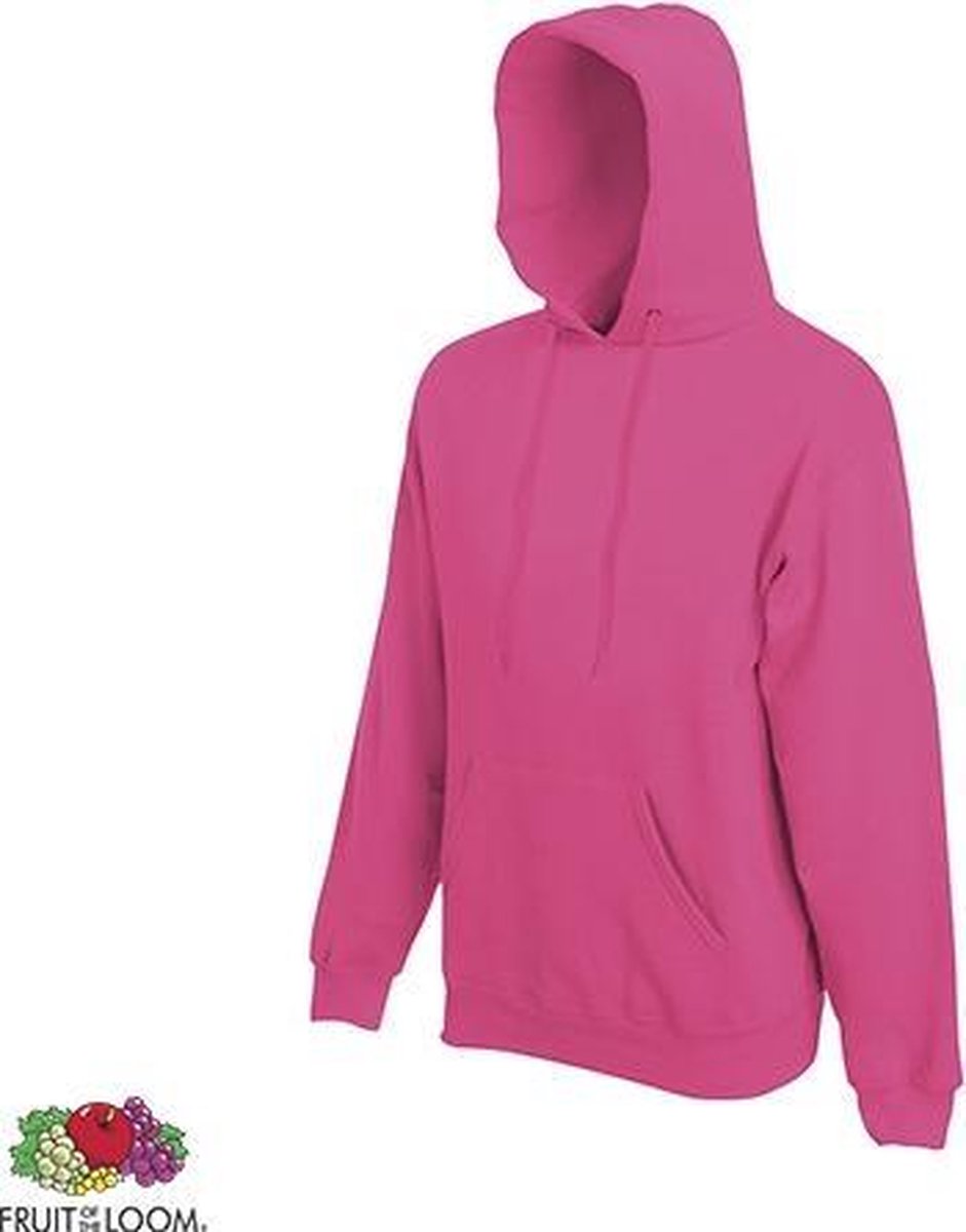 Fruit of the Loom Hoodie Fuchsia Maat S dubbellaagse capuchon
