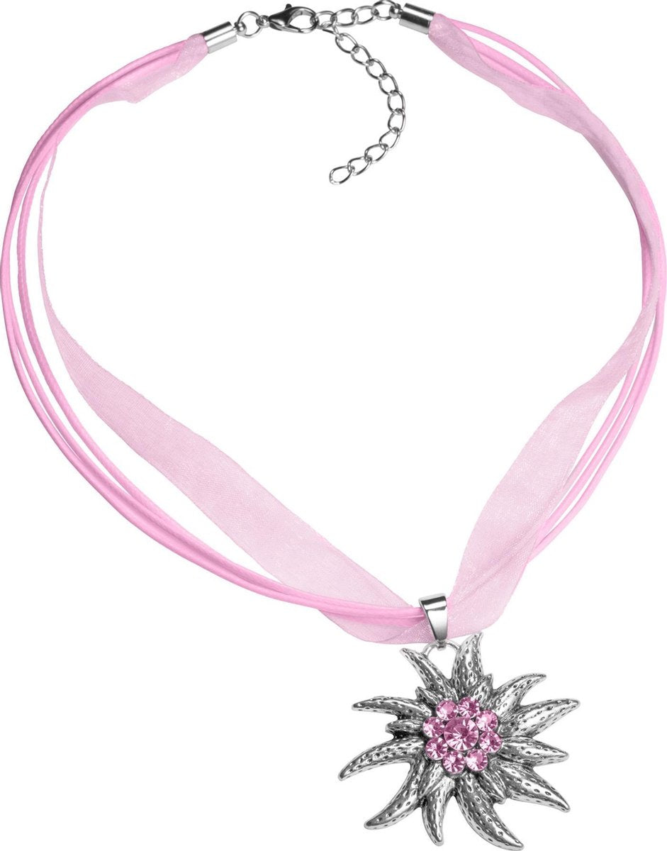 dressforfun - Halsketting Edelweiß roze  - verkleedkleding kostuum halloween verkleden feestkleding carnavalskleding carnaval feestkledij partykleding - 302927