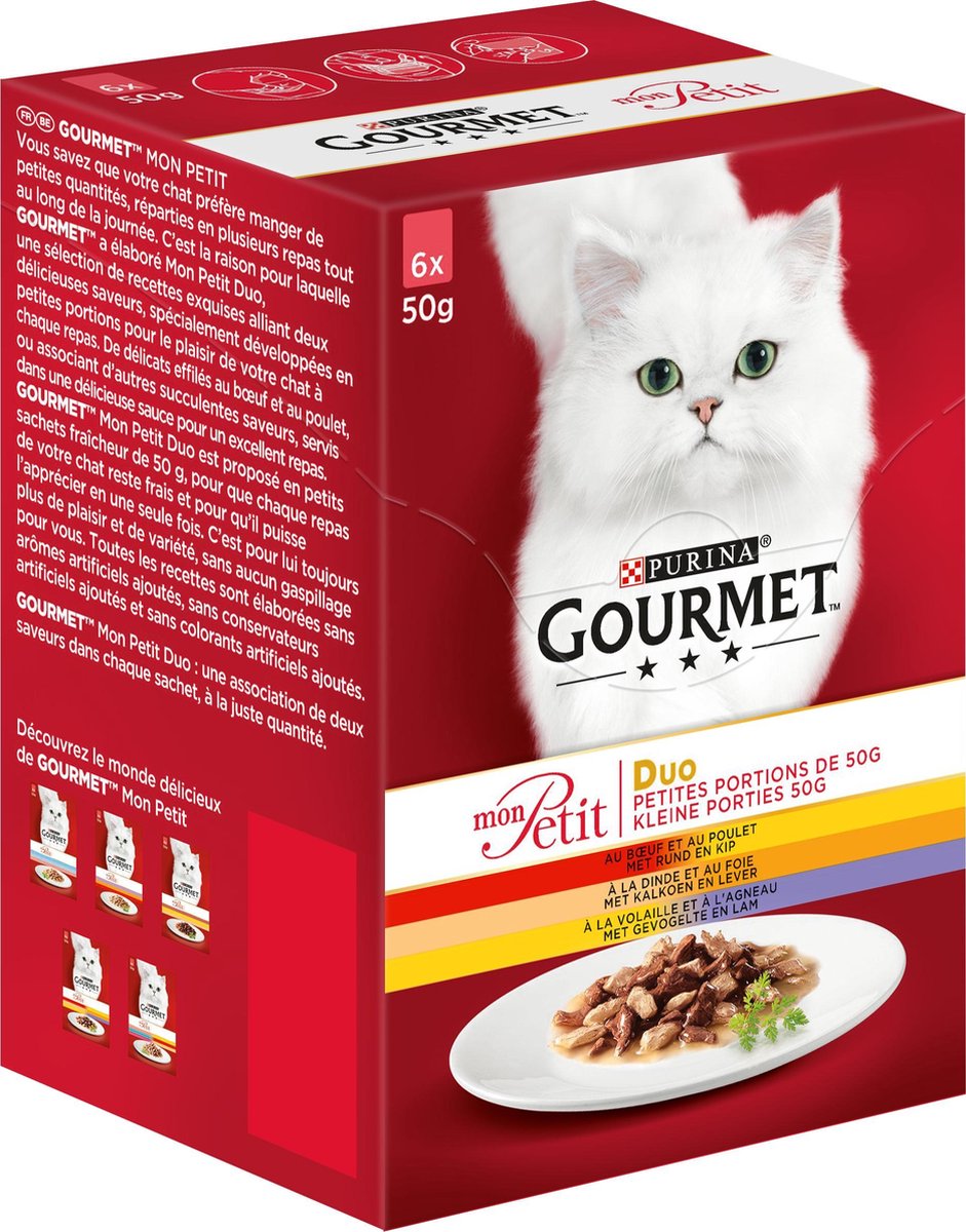 Gourmet Mon Petit - Kattenvoer Volwassen Kat Duo Vlees - 24 x 50 g