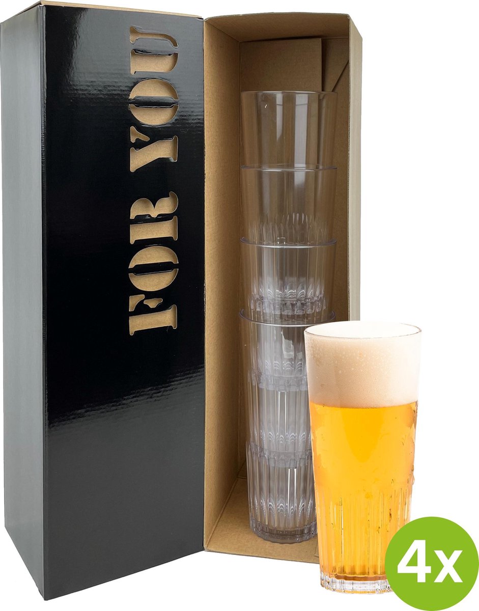 4x Bierglas Antwerpen 30cl cadeauset | Onbreekbare kunststof / plastic drinkglazen