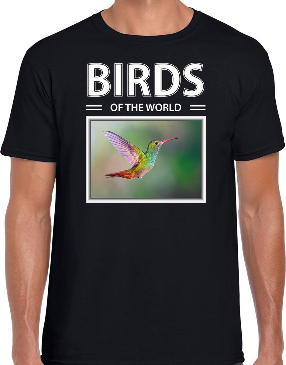 Dieren foto t-shirt Kolibrie - zwart - heren - birds of the world - cadeau shirt Kolibries liefhebber S