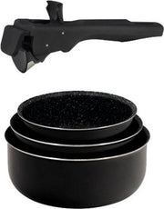 Pottenset Bergner Click & Cook Zwart Gehard aluminium (3 pcs)