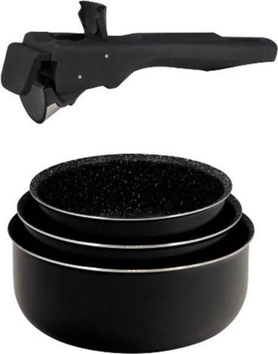 Pottenset Bergner Click & Cook Zwart Gehard aluminium (3 pcs)