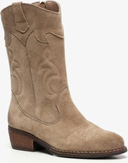 TwoDay suede meisjes cowboy western laarzen - Beige - Maat 33