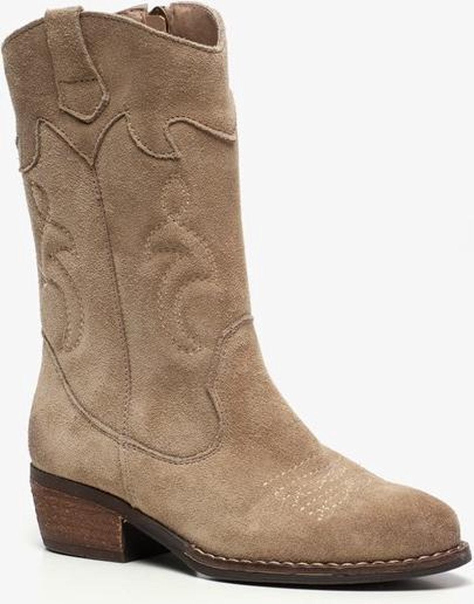 TwoDay suede meisjes cowboy western laarzen - Beige - Maat 33