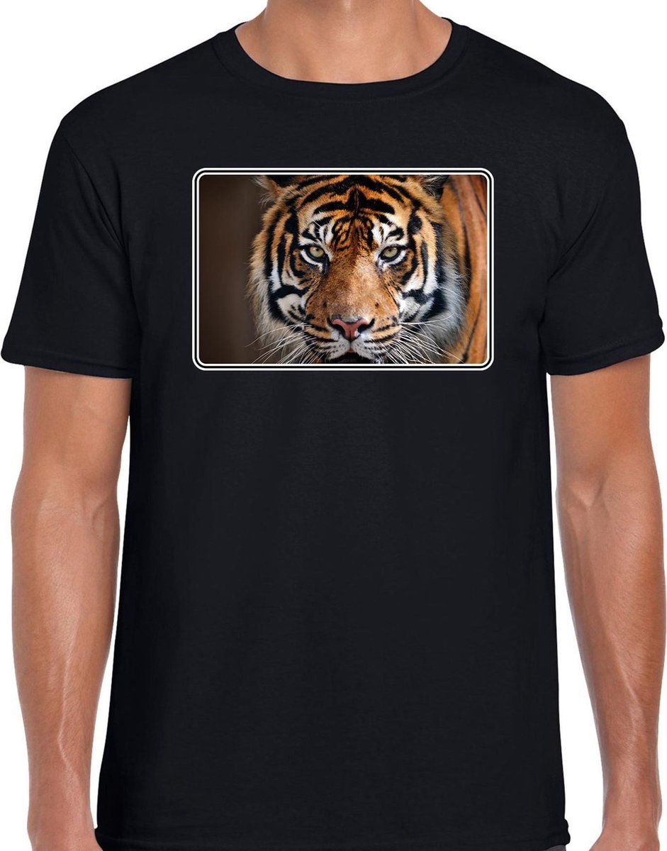 Dieren shirt met tijgers foto - zwart - voor heren - natuur / tijger cadeau t-shirt - kleding 2XL