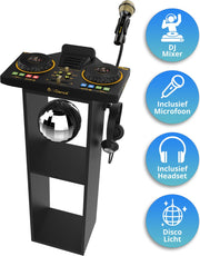 iDance STAGE-DEEJAY DJ Set - DJ Mengpaneel met Speaker - Karaoke Set - Voor Kinderen - Met Houten DJ Stand