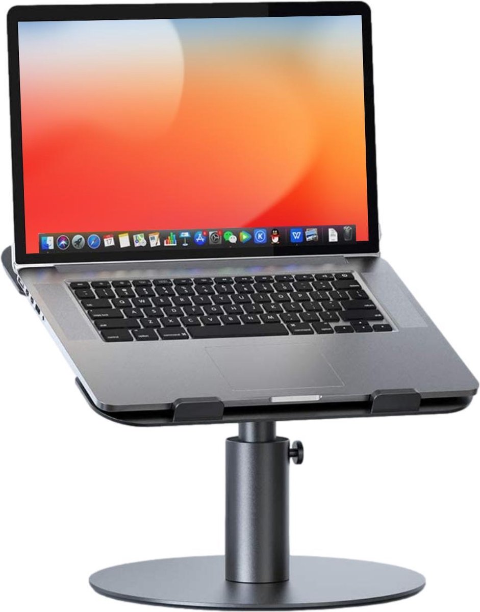 Douxe LP3 - Universele Laptopstandaard - 10 - 17 inch Laptops en Tablets - Hoogte en Kijkhoek Verstelbaar - 360 Graden Roteren - Ergonomsiche Laptophouder - Zilver