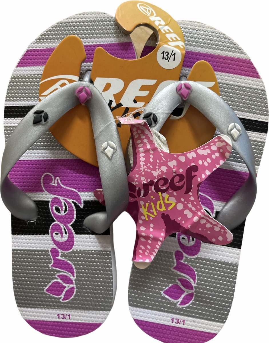 Teenslippers | Reef | Zwart | Paars | Zilver | Maat 31/32