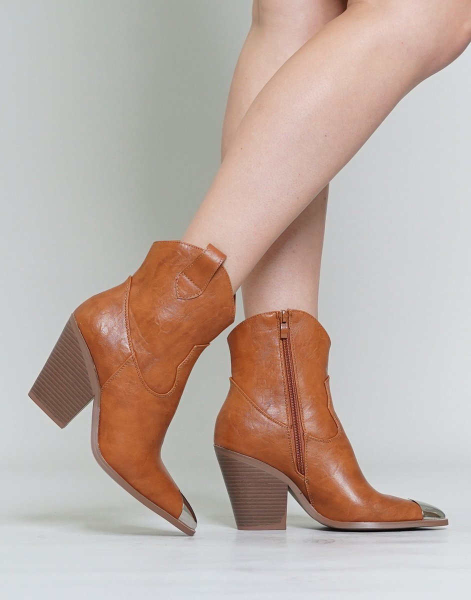 Cowboy boots camel met zilveren neus 39 / Camel
