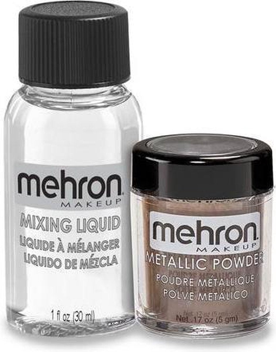 Mehron Schmink Metallic Poeder + Mixing Liquid - Bronze