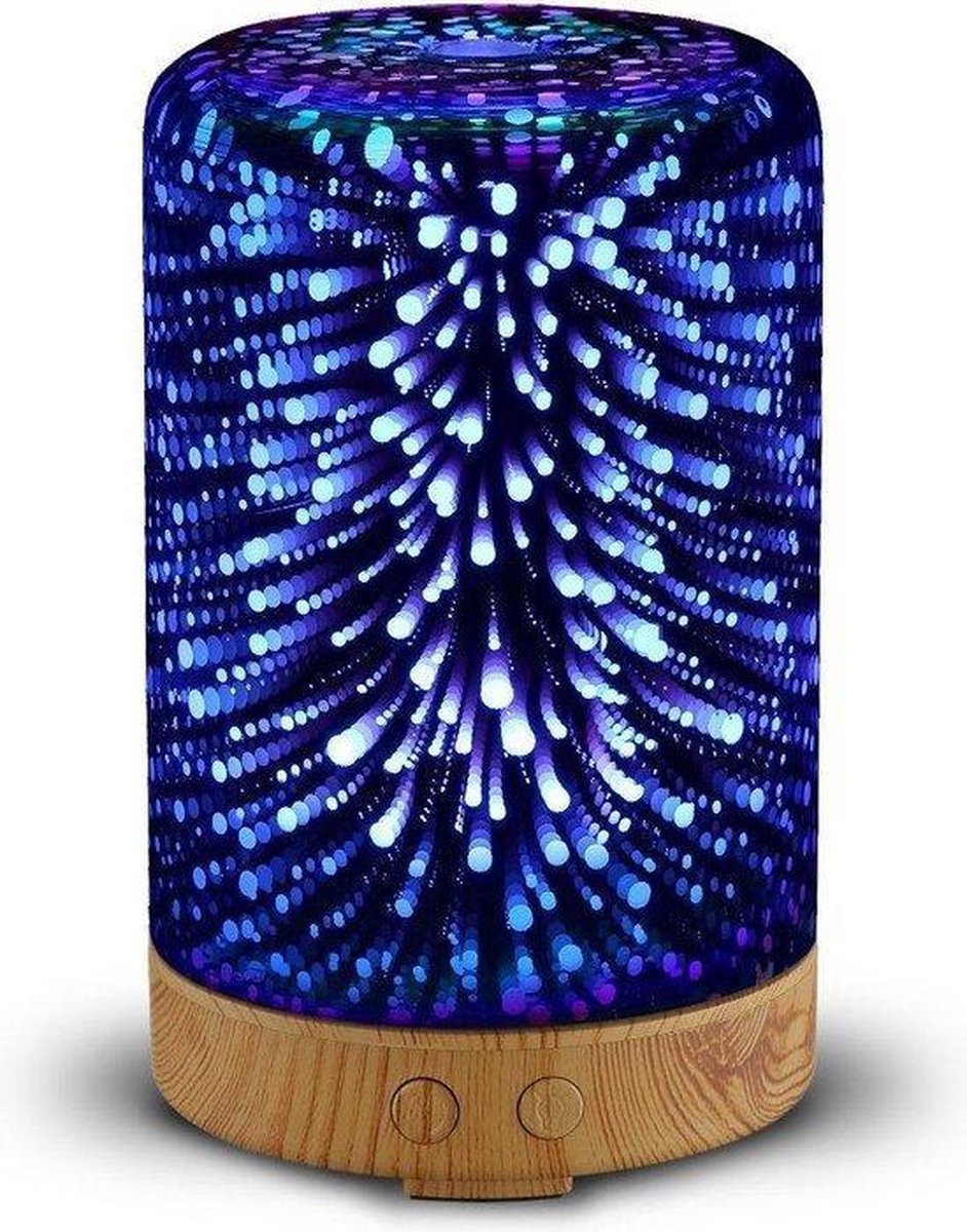 Adamant 3D Glazen Aroma Diffuser/Nachtlamp - 100ml - 5 Uur Sproei tijd - Aroma Vernevelaar