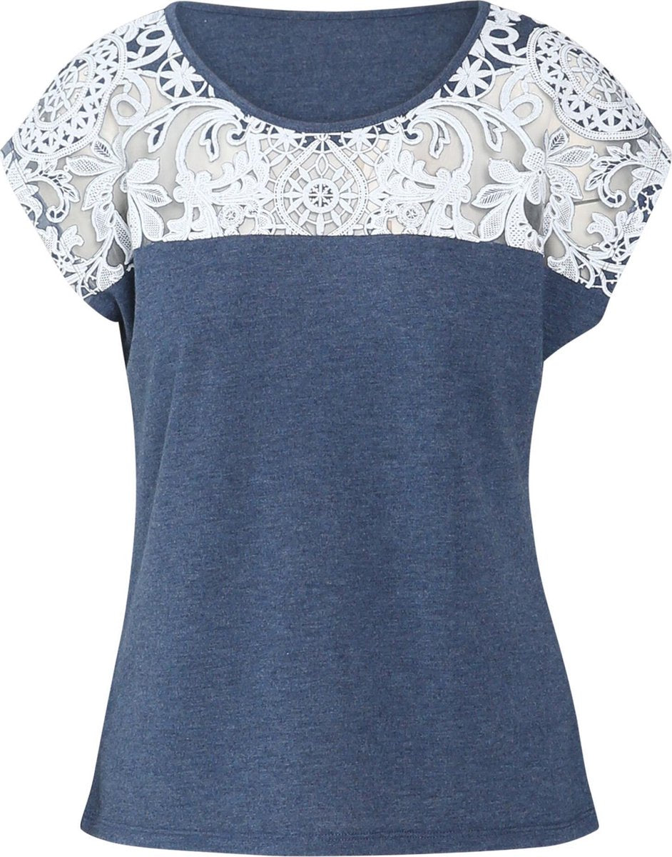 Cassis - Top met mandalakraag - Blauw