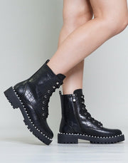 Zwarte boots met pareltjes kroko 37 / Zwart