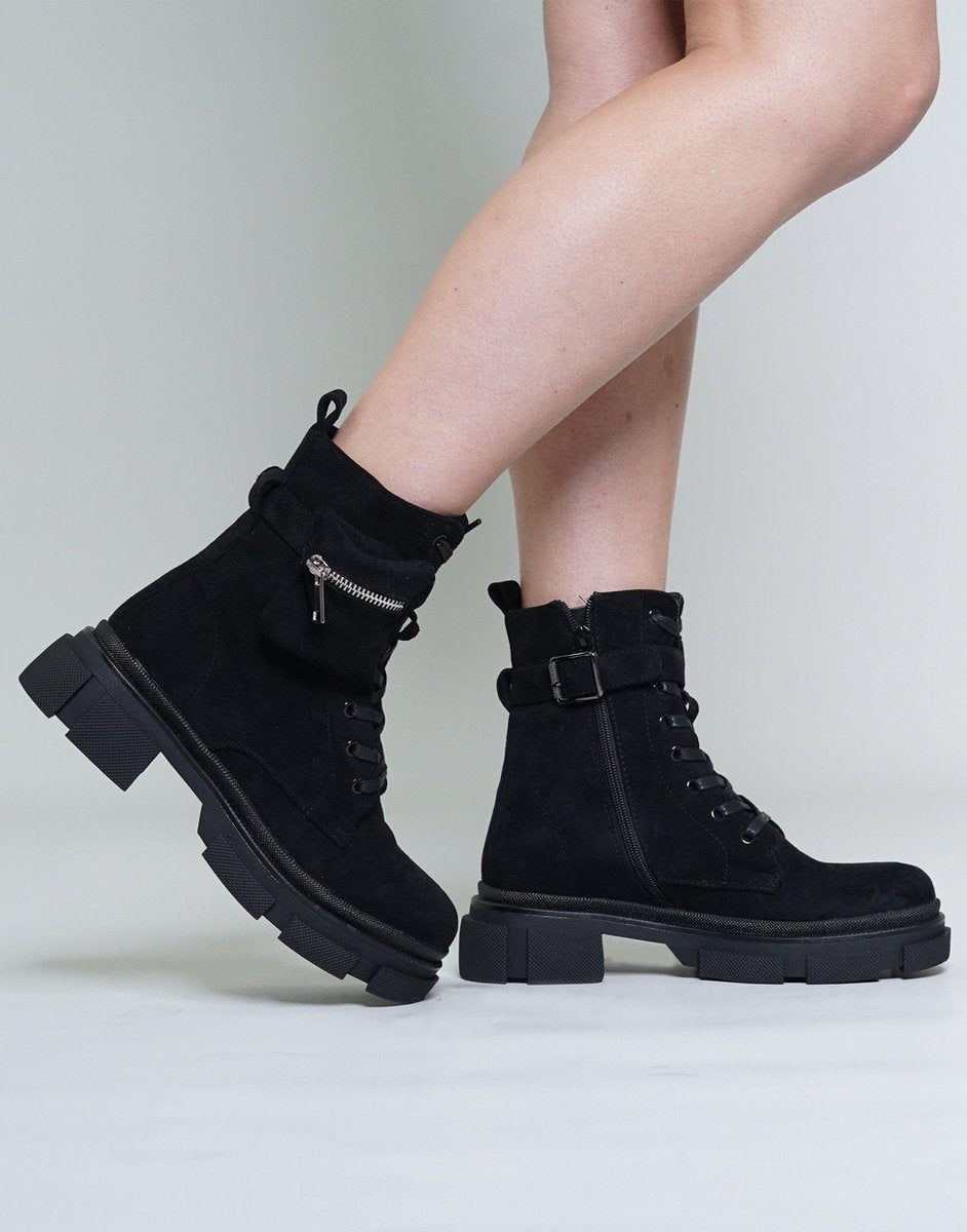 Zwarte suède biker boots met tasje 39 / Zwart