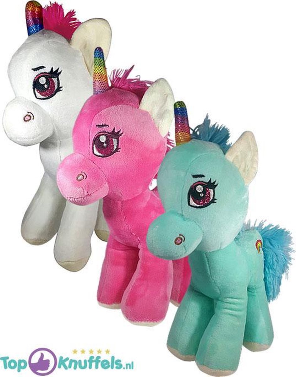 Rainbow Unicorn Pluche Knuffel Set van 3 (Wit