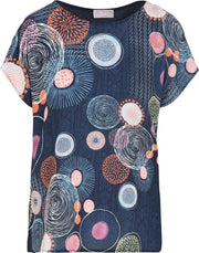 Cassis - Bedrukt met grafische cirkels - Marineblauw