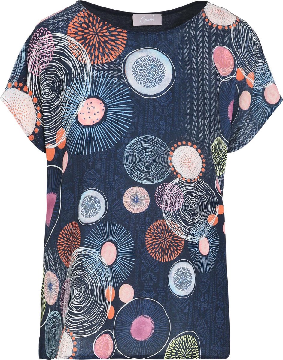 Cassis - Bedrukt met grafische cirkels - Marineblauw
