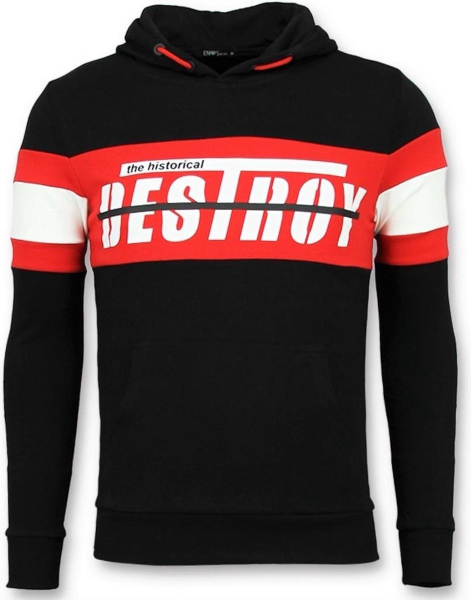 Enos Sweater met Capuchon Heren - Zwarte Hoodie Mannen - Maten: XS