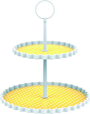 Zak!Designs Etagere Dotty - 2-laags - Ø 15 en 21 cm - Hoogte 23 cm - Geel