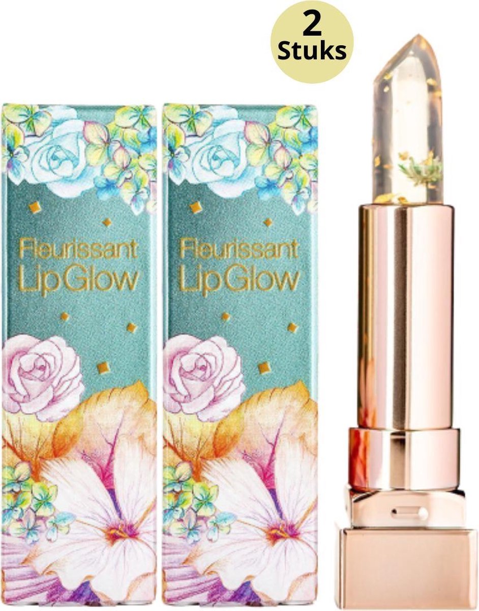 Glamfox Emerald Flower Lipstick - Lip Plumper Lippenstift Met 24 Karaat Goudschilfers En Smaragdgroene Bloem - 2-Pack