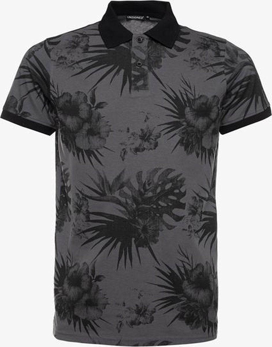 Unsigned heren polo met bloemenprint - Blauw - Maat L