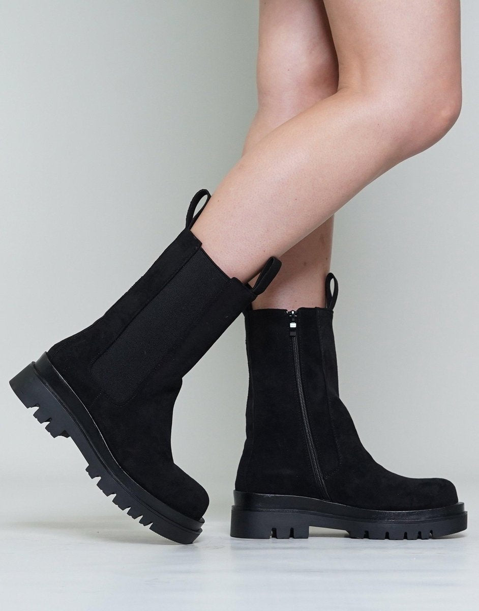 Hoge chelsea boots suède in 2 kleuren 37 / Zwart