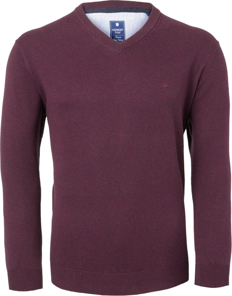 Redmond heren trui katoen - V-hals - bordeaux rood -  Maat XXXXL