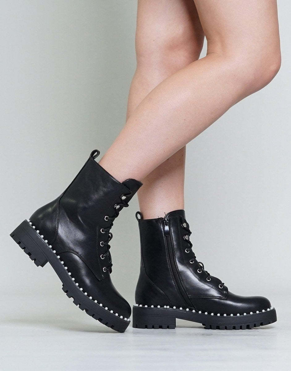 Zwarte boots met pareltjes 37 / Zwart